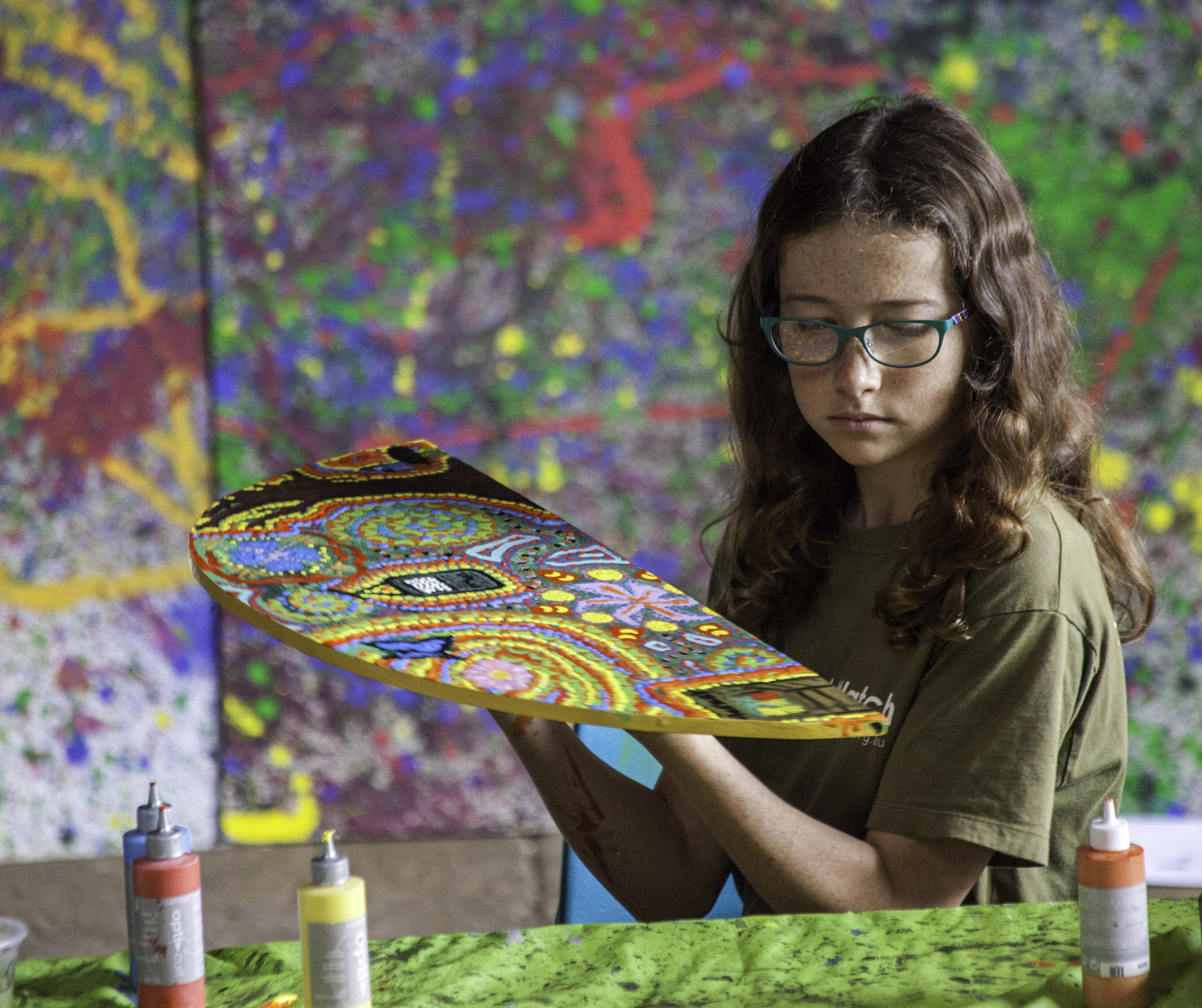 Girl with artwork
